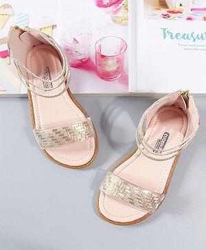 Cute Walk by Babyhug Party Wear Sandals Glitter Detailing - Golden