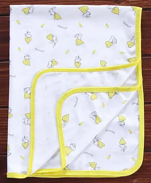 Tinycare Baby Towel with Rabbit Print - Yellow