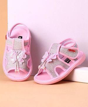 Cute Walk by Babyhug Party Wear Sandals Butterfly Appliques - Pink