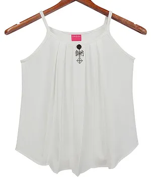Tiny Girl Sleeveless Solid Pleated Top - White