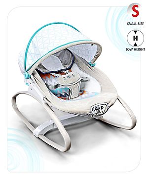 Babyhug Baby Rocker with Soothing Vibrations & Music With Canopy - Grey