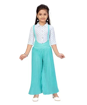 Aarika Three Fourth Sleeves Polka Dotted Jumpsuit - Green