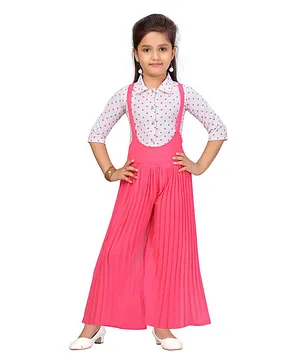 Aarika Three Fourth Sleeves Polka Dotted Jumpsuit - Pink