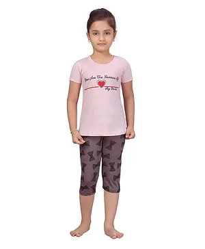 Aarika Short Sleeves You Are The Reason Print Night Suit - Pink