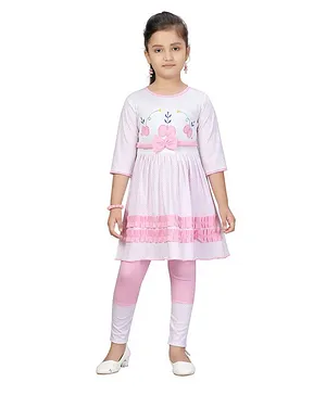 Aarika Full Sleeves Apple Patch Top With Pants - Pink