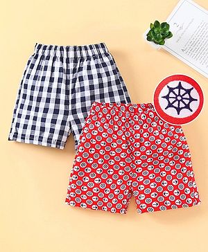 Babyhug 100% Cotton Boxers Pack of 2 - Navy Red