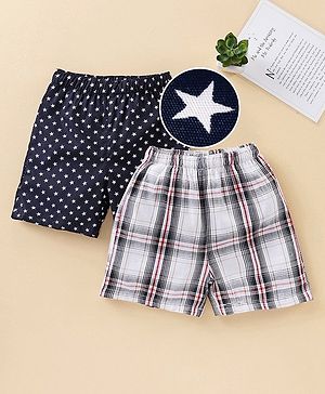 Babyhug 100% Cotton Boxers Pack of 2 - Navy Blue White