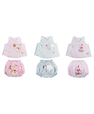 LilSoft 3 Pack Set Sleeveless Cat Print Vests & Bloomer Set - Multicolor