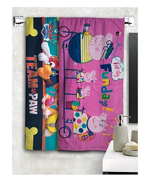 Athom Trendz Peppa Pig & Paw Patrol Kids Bath Towel Pack of 2 - Multicolour