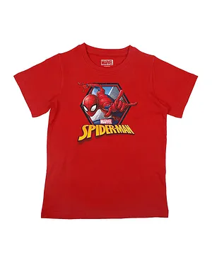 Marvel By Crossroads Marvel Spiderman Character Print Half Sleeves Tee - Red