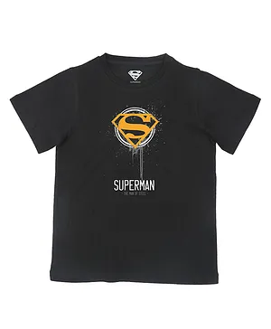 Superman By Crossroads Half Sleeves Superman Character Print T-shirt - Black