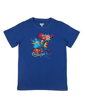 Superman By Crossroads Half Sleeves Superman Character Print T-shirt - Blue