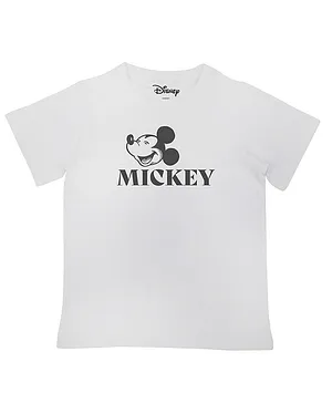 Disney By Crossroads Half Sleeves Mickey Mouse Print Tee - White