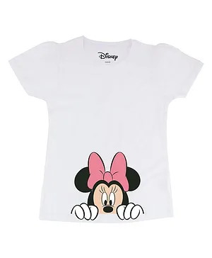 Disney By Crossroads Short Sleeves Minnie Print Tee - White