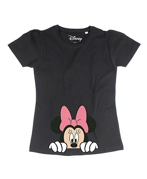 Disney By Crossroads Short Sleeves Minnie Print Tee - Black