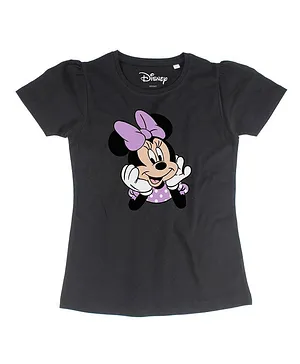Disney By Crossroads Short Sleeves Minnie Printed Tee - Black