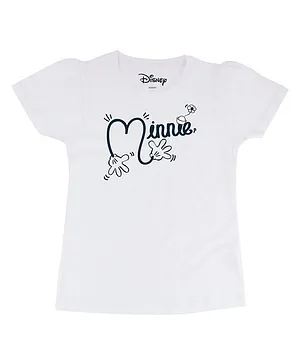 Disney By Crossroads Short Sleeves Minnie Printed Tee - White