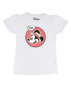 Disney By Crossroads Short Sleeves Mickey Mouse Character Print Tee - White