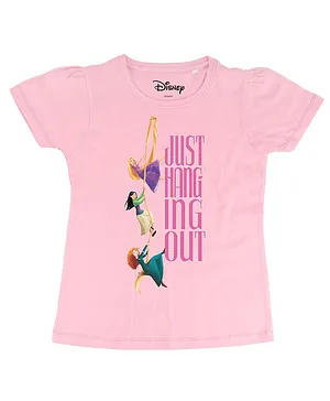 Disney By Crossroads Short Sleeves Disney Princess Printed Tee - Light Pink