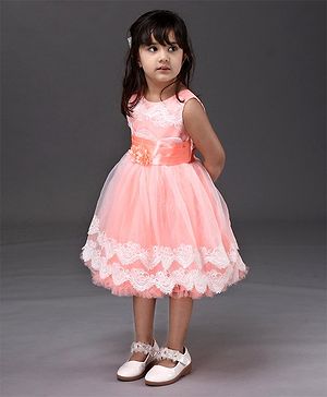 Babyhug Sleeveless Frock - Peach