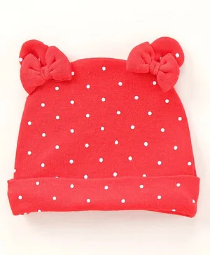 Babyhyg 100% Dot Printed Cotton Cap Red - Diameter 10.5 cm
