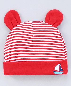 Babyhug 100% Cotton Cap Red - Diameter 10 cm