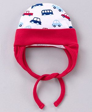 Babyhug 100% Cotton Tie Knot Cap Red - Diameter  10 cm