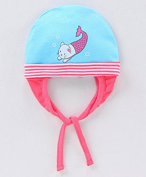 Babyhug 100% Cotton Cap with Knot - Blue