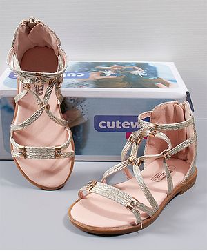 Cute Walk by Babyhug  Party Wear Sandals Studded Detailing - Golden