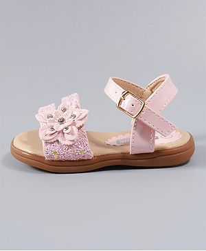 Cute Walk by Babyhug Party Wear Sandals Floral Applique - Pink