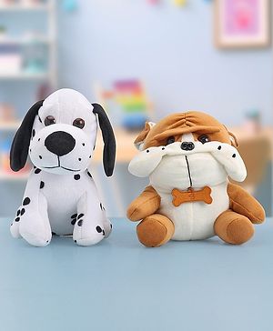 Babyhug Dog Soft Toy Pack of 2 Black Brown - Height 15 cm