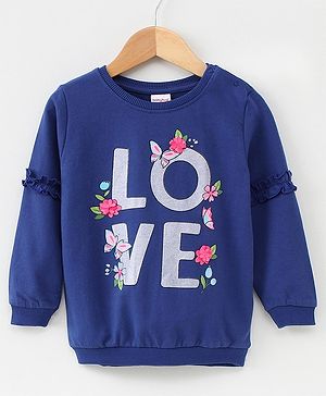 Babyhug Full Sleeve Sweatshirt Love Print - Navy