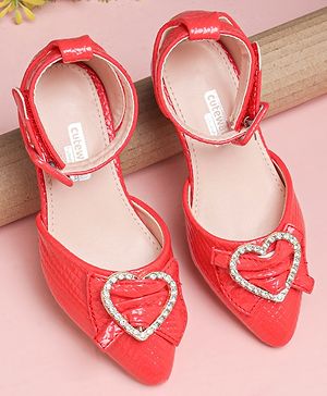 Cute Walk by Babyhug Stone Studded Sandals - Red