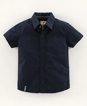 JusCubs Half Sleeves Solid Shirt - Navy Blue