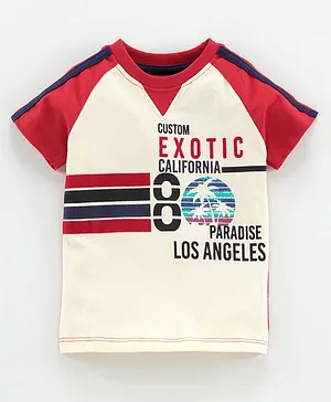 JusCubs Half Sleeves Custom Exotic Los Angeles Print Tee -  Red