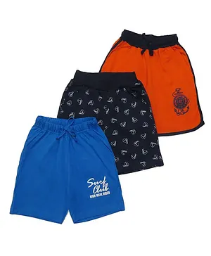 Clothe Funn Pack Of 3 Ship Print Shorts - Orange Royal Blue