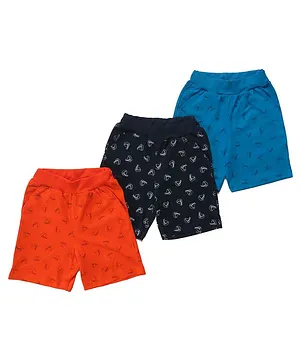 Clothe Funn  Pack Of 3 Ship Print Shorts - Orange Blue