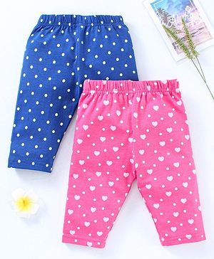 Babyhug Three Fourth Leggings Pack of 2 - Blue Pink