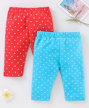 Babyhug Three Fourth Leggings Pack of 2 - Blue Red