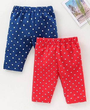 Babyhug Three Fourth Leggings Pack of 2 - Red Navy