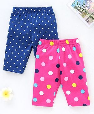 Babyhug Three Fourth Leggings Pack of 2 - Navy Blue Pink Babyhug Three Fourth Leggings Pack of 2 - Navy Blue Pink