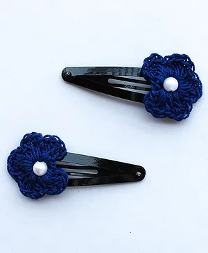 Woonie Handmade Flower Hair Clips  - Blue