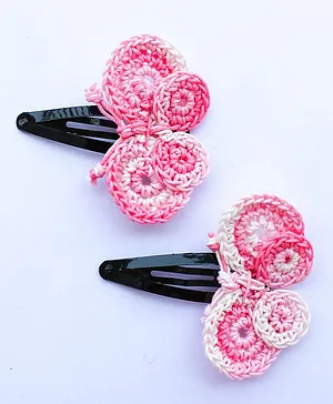 Woonie Handmade Butterfly Design Hair Clips  - Pink