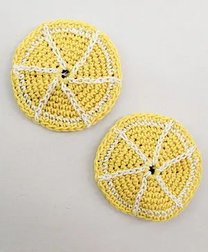 Woonie Handmade Circle Design Hair Clips  - Yellow