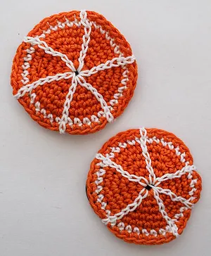 Woonie Handmade Circle Design Hair Clip  - Orange