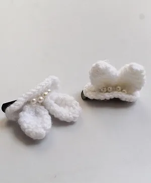 Woonie Handmade Bunny Ears Design Hair Clips  - White