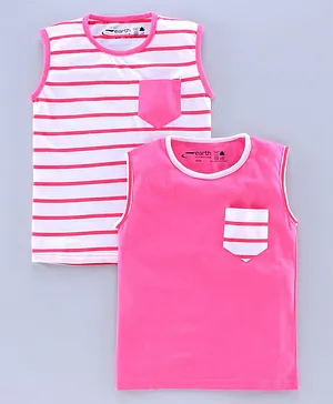 Earth Conscious Sleeveless Striped & Solid Tee - Pink