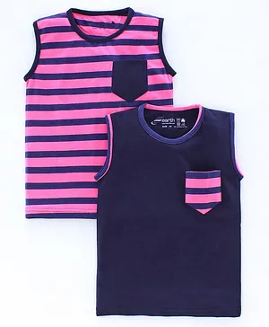 Earth Conscious Sleeveless Striped & Solid Tee - Blue