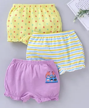 Chicita Printed Bloomers Pack of 3 - Yellow Blue Purple