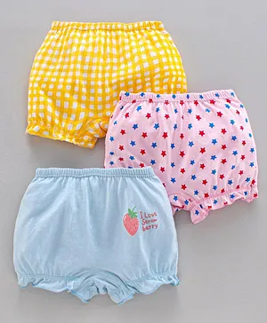 Chicita Printed Bloomers Pack of 3 - Blue Pink Yellow